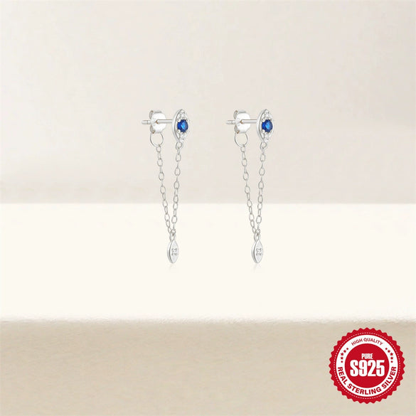 Wholesale 925 Sterling Silver Tassel Devil's Eye Geometric Earrings With Electroplating For Women