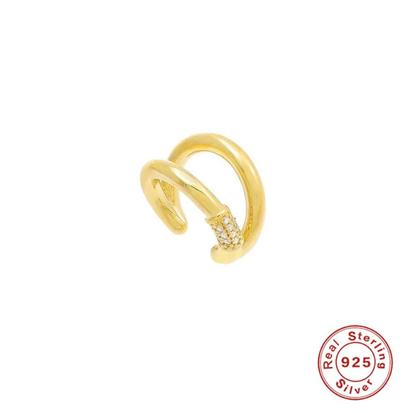 Wholesale Sterling Silver Three Layer Round Beads Double Layer Diamond Ear Clip Non Piercing Ear Bone Clip Earrings With Geometric Design And Real Gold Electroplating For Women
