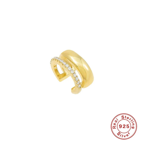 Wholesale Sterling Silver Three Layer Round Beads Double Layer Diamond Ear Clip Non Piercing Ear Bone Clip Earrings With Geometric Design And Real Gold Electroplating For Women