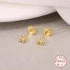Wholesale 925 Sterling Silver Triple Ball Cartilage Spiral Pierced Earrings With Small Dots Geometric Design Electroplated Real Gold Plated