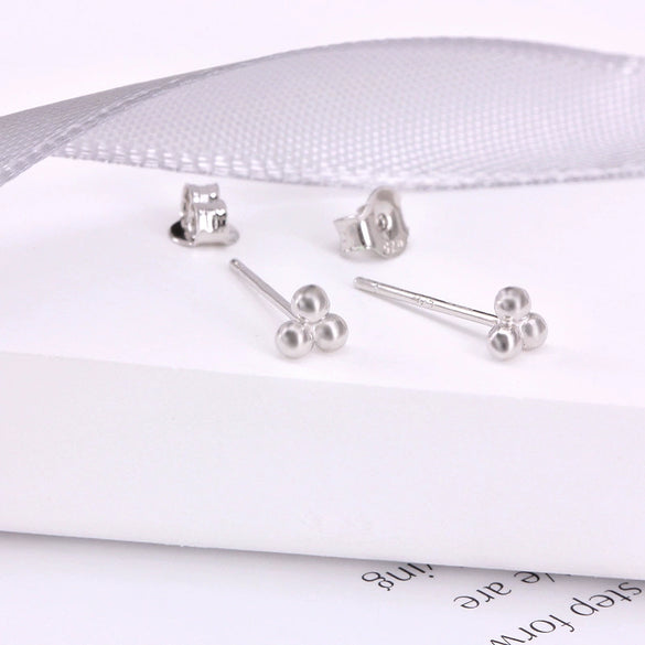Wholesale 925 Sterling Silver Triple Ball Cartilage Spiral Pierced Earrings With Small Dots Geometric Design Electroplated Real Gold Plated