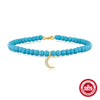 Wholesale 925 Sterling Silver Turquoise Handmade Beaded Geometric Bracelet For Women With Real Gold Electroplating