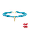 Wholesale 925 Sterling Silver Turquoise Handmade Beaded Geometric Bracelet For Women With Real Gold Electroplating