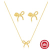 Wholesale 925 Sterling Silver Twist Bow Necklace And Earrings Set With Butterfly Dragonfly Insect Pattern Electroplated Unisex