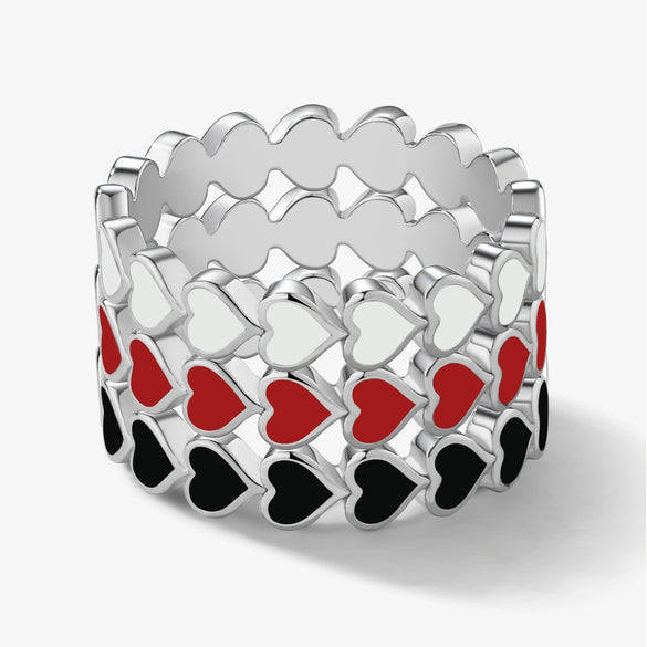 Wholesale 925 Sterling Silver Unisex Sweet Couple Ring With Heart Shape And Dripping Oil Design
