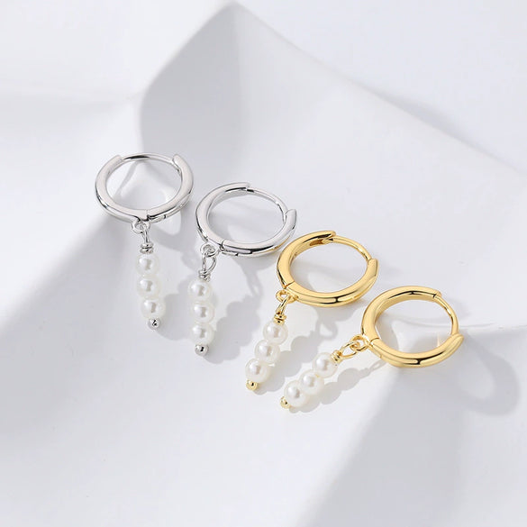 Wholesale 925 Sterling Silver Vintage Tassel Pearl Geometric Earrings For Women