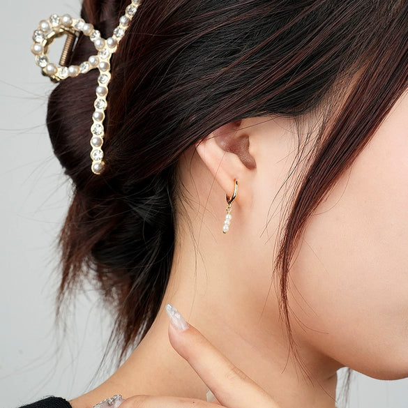 Wholesale 925 Sterling Silver Vintage Tassel Pearl Geometric Earrings For Women