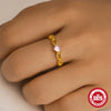 Wholesale 925 Sterling Silver Vshaped Leaf Opening Finger Ring With Electroplating And Real Gold Plating For Women