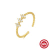 Wholesale 925 Sterling Silver Vshaped Leaf Opening Finger Ring With Electroplating And Real Gold Plating For Women