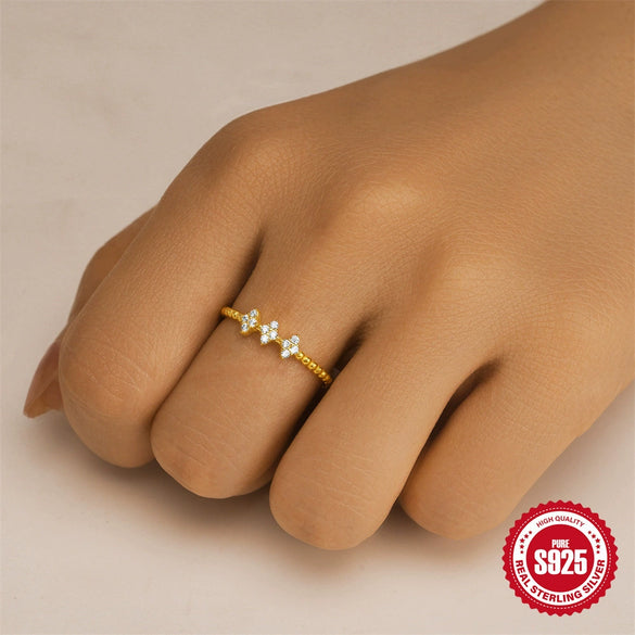 Wholesale 925 Sterling Silver Vshaped Leaf Opening Finger Ring With Electroplating And Real Gold Plating For Women