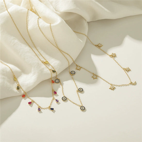 Wholesale 925 Sterling Silver Water Drop Pendant Necklace With Geometric Pattern And Inlaid Zircon For Women