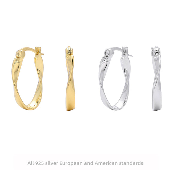 Wholesale 925 Sterling Silver Wave Mobius Twisted Earrings For Women With Electroplating