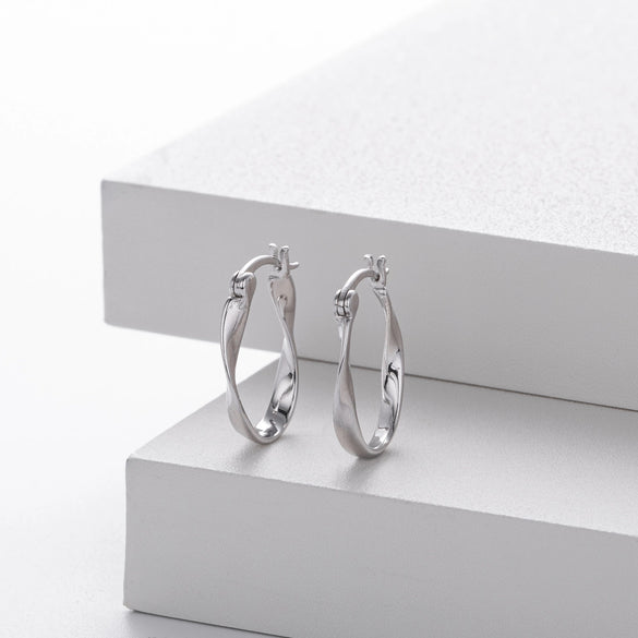 Wholesale 925 Sterling Silver Wave Mobius Twisted Earrings For Women With Electroplating