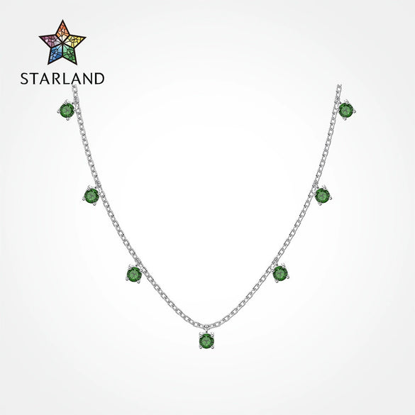 Wholesale 925 Sterling Silver Women's Clavicle Chain With Round Zircon And Geometric Design Light Luxury Style Electroplated