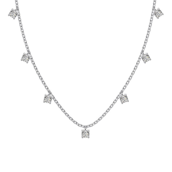 Wholesale 925 Sterling Silver Women's Clavicle Chain With Round Zircon And Geometric Design Light Luxury Style Electroplated