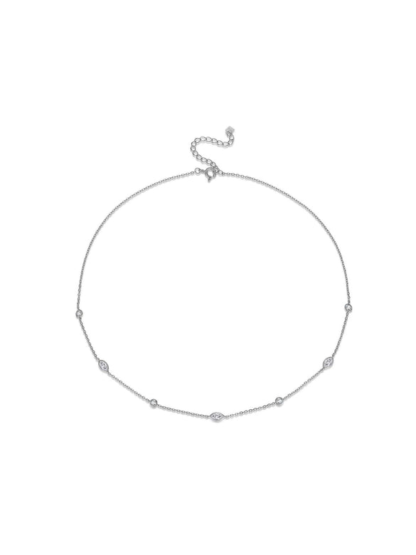 Wholesale 925 Sterling Silver Women's Collarbone Necklace With Geometric Design And Platinum Or 18K Gold Electroplating