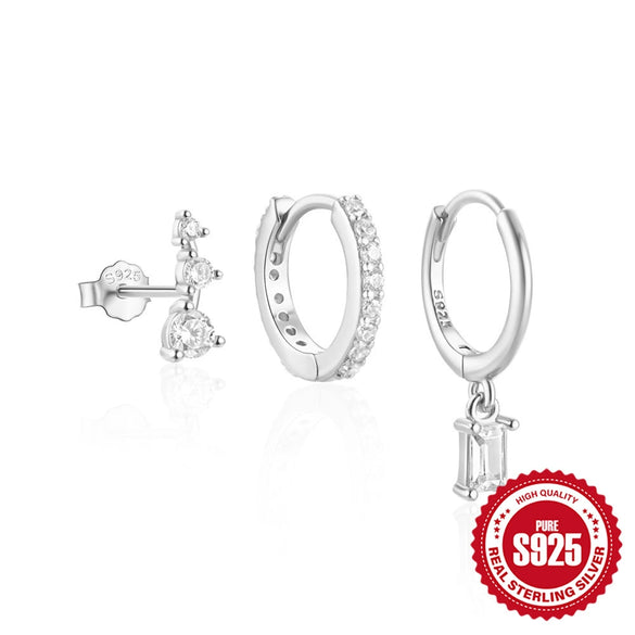 Wholesale 925 Sterling Silver Women's Earrings With Geometric Design Electroplated