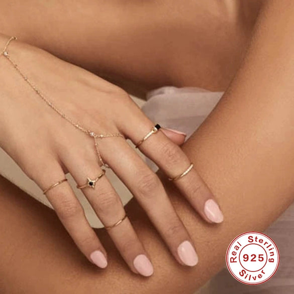 Wholesale 925 Sterling Silver Women's Geometric Ring With Zircon Color Electroplated And Exquisitely Stacked