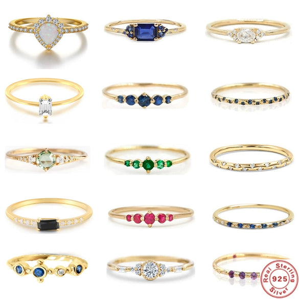 Wholesale 925 Sterling Silver Women's Geometric Ring With Zircon Color Electroplated And Exquisitely Stacked