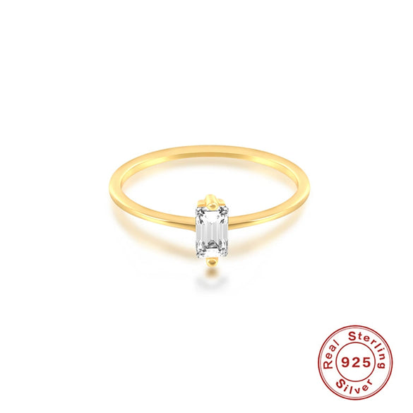 Wholesale 925 Sterling Silver Women's Geometric Ring With Zircon Color Electroplated And Exquisitely Stacked