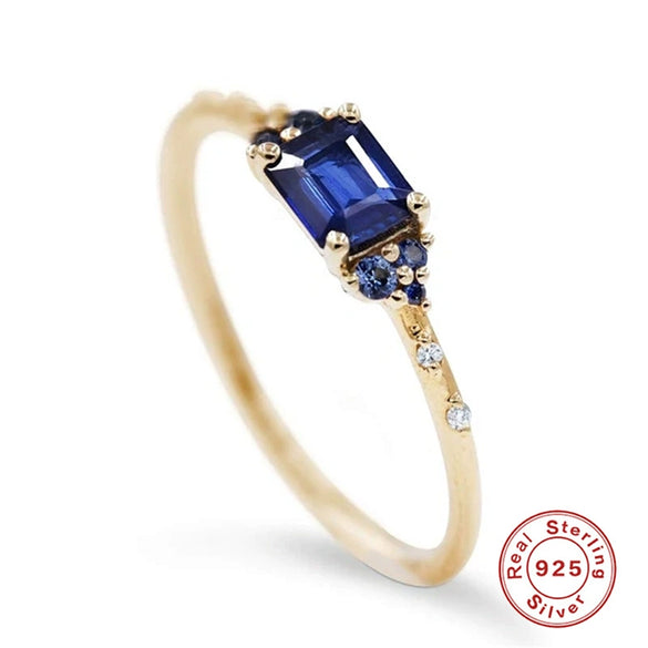 Wholesale 925 Sterling Silver Women's Geometric Ring With Zircon Color Electroplated And Exquisitely Stacked