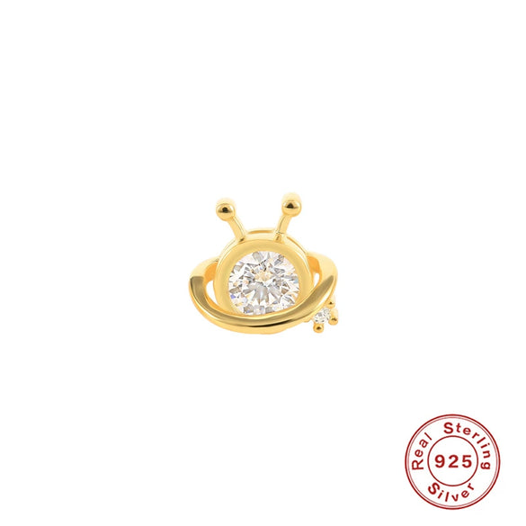Wholesale 925 Sterling Silver Women's Geometric Ufo Butterfly Insect Spiral Small Gold Ball Ear Studs With Electroplating