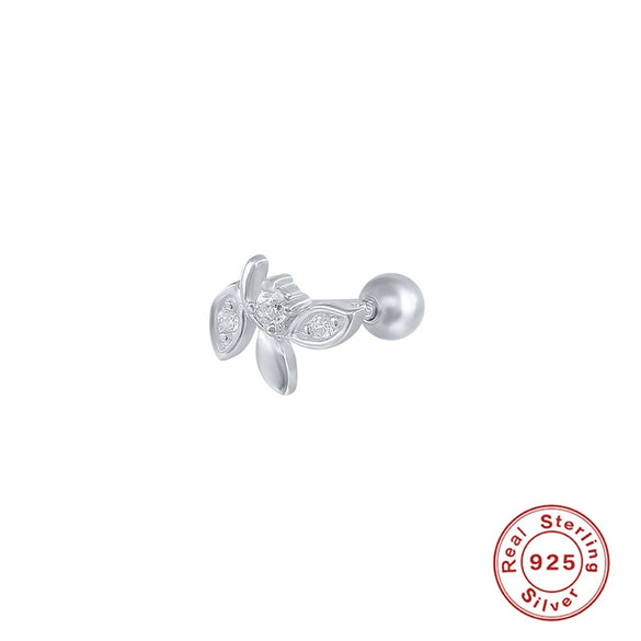 Wholesale 925 Sterling Silver Women's Geometric Ufo Butterfly Insect Spiral Small Gold Ball Ear Studs With Electroplating