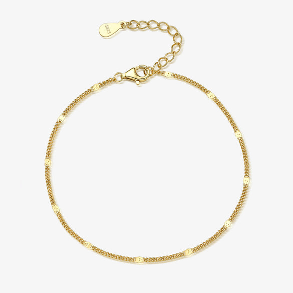 Wholesale 925 Sterling Silver Women's Glitter Geometric Sequins Chain And Bracelet Set With 18K Gold Electroplated Treatment