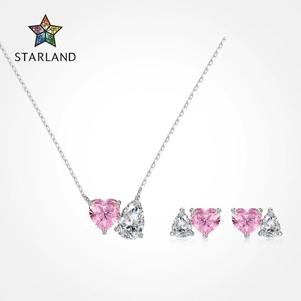 Wholesale 925 Sterling Silver Women's Jewelry With Heart Water Drop Bell Pattern Electroplated Earrings And Necklaces