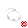 Wholesale 925 Sterling Silver Women's Light Luxury Inlaid Zircon Opening Adjustable Chain Ring With Geometric Design And Electroplating Treatment