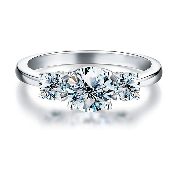 Wholesale 925 Sterling Silver Women's Moissanite Ring With Four Claw Geometric Design And Electroplating