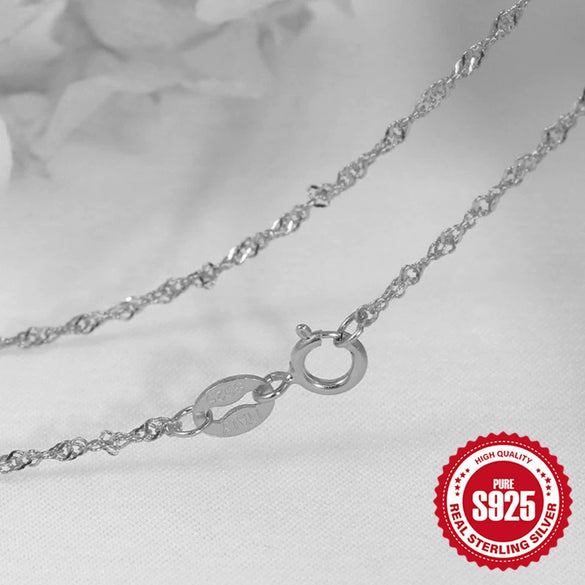 Wholesale 925 Sterling Silver Women's Water Wave Snake Bead Chain With Geometric Pattern And Electroplating