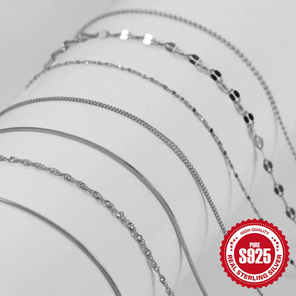 Wholesale 925 Sterling Silver Women's Water Wave Snake Bead Chain With Geometric Pattern And Electroplating