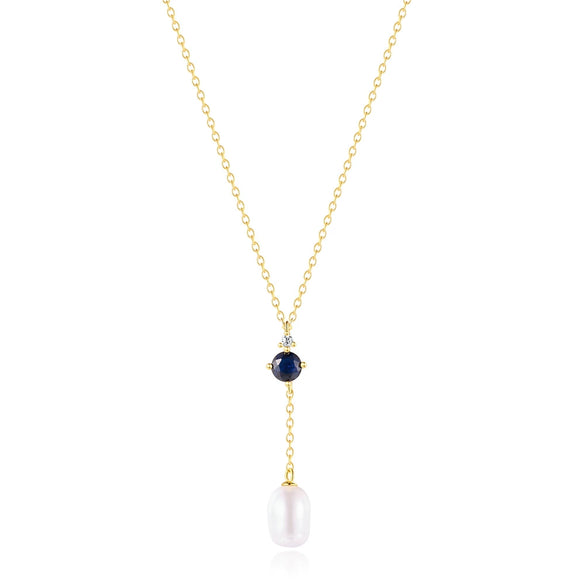 Wholesale 925 Sterling Silver Yshaped Pearl Diamond Necklace With Geometric Design And Electroplating For Women