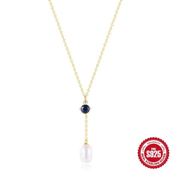 Wholesale 925 Sterling Silver Yshaped Pearl Diamond Necklace With Geometric Design And Electroplating For Women