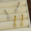 Wholesale 925 Sterling Silver Zircon Inlaid Geometric Cross Earring