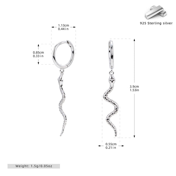 Wholesale 925 Sterling Silver Zodiac Snake Earrings For Women