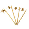 Wholesale Stick Ear Studs Stainless Steel Glossy 18K Vacuum Plated Jewelry Accessories