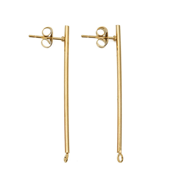 Wholesale Stick Ear Studs Stainless Steel Glossy 18K Vacuum Plated Jewelry Accessories