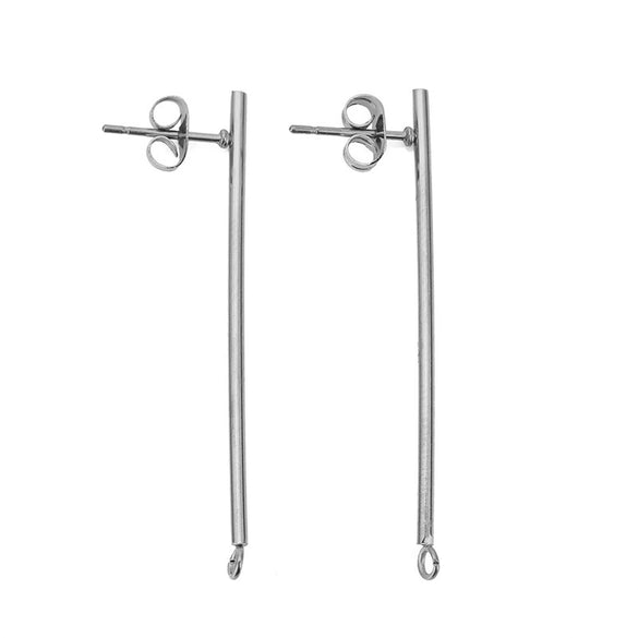 Wholesale Stick Ear Studs Stainless Steel Glossy 18K Vacuum Plated Jewelry Accessories