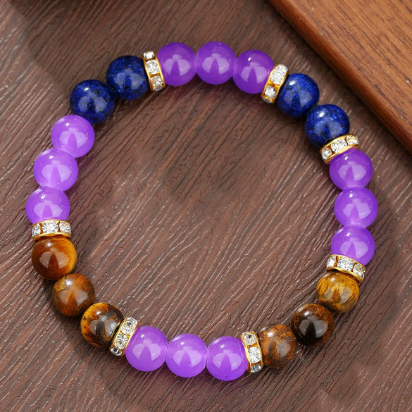 Wholesale Stone Beaded Bracelet Handmade Amethyst Lapis Lazuli Tiger Eye Unisex