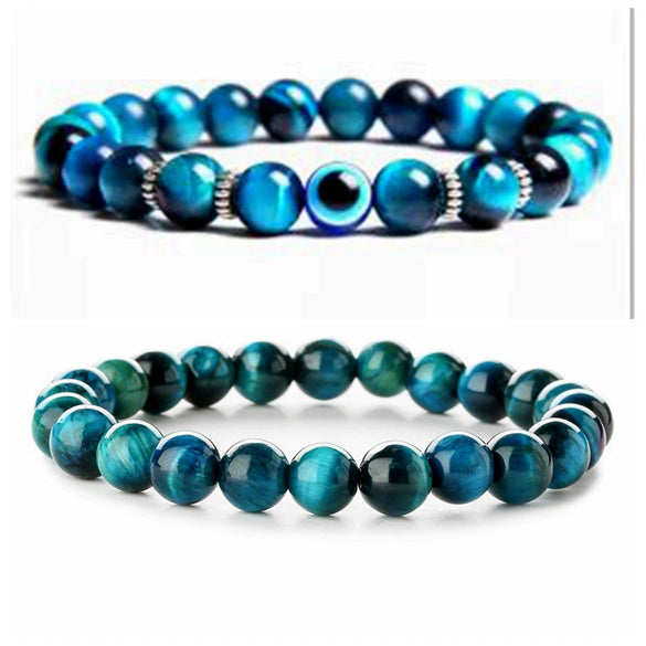 Wholesale Stone Beaded Bracelet Tiger Eye Frosted Volcanic Stone Devil's Eye Handmade Fashion Geometric Unisex