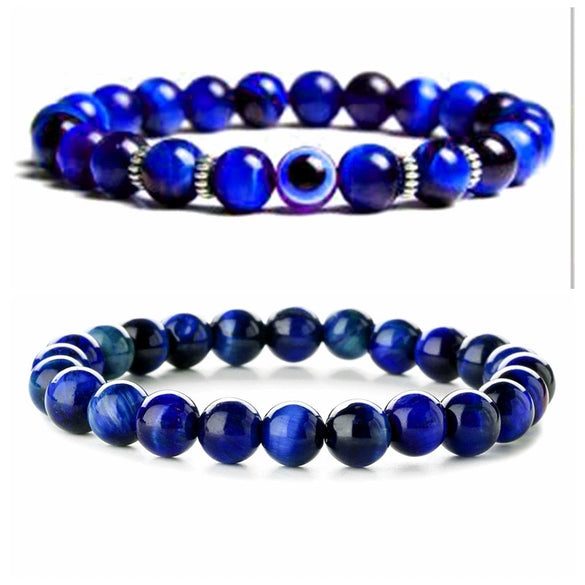 Wholesale Stone Beaded Bracelet Tiger Eye Frosted Volcanic Stone Devil's Eye Handmade Fashion Geometric Unisex