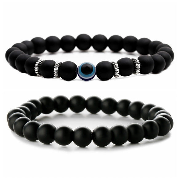 Wholesale Stone Beaded Bracelet Tiger Eye Frosted Volcanic Stone Devil's Eye Handmade Fashion Geometric Unisex