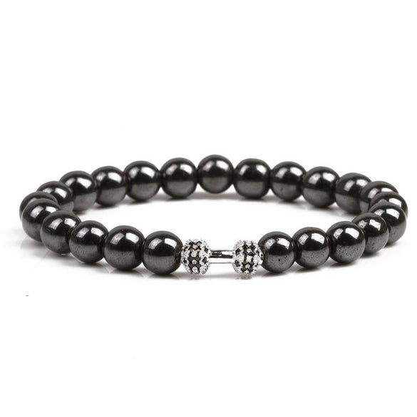 Wholesale Stone Dumbbell Handmade Skull Inlaid Bracelet For Men And Women