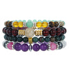 Wholesale Stone Elastic Bracelet Handmade Geometric Style Tiger's Eye Black Stone White Crystal