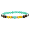 Wholesale Stone Elastic Bracelet Handmade Geometric Style Tiger's Eye Black Stone White Crystal
