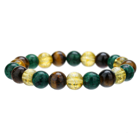 Wholesale Stone Elastic Bracelet Handmade Geometric Style Tiger's Eye Black Stone White Crystal