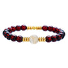 Wholesale Stone Elastic Bracelet Handmade Geometric Style Tiger's Eye Black Stone White Crystal