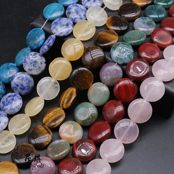 Wholesale Stone Round Cake Beaded Semifinished Necklace Jewelry Accessories Cutting Process